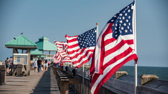 Flags on Charleston, South Carolina Pier 